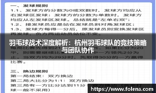 羽毛球战术深度解析：杭州羽毛球队的竞技策略与团队协作